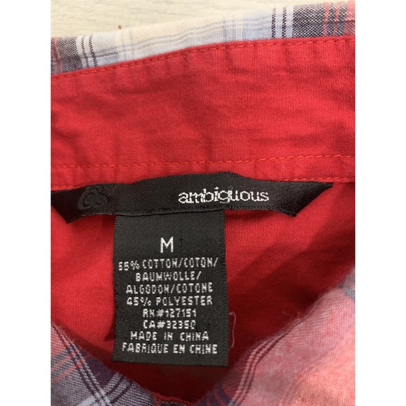 Ambiguous Shirt Mens Medium Multicolor‎ Plaid Button Up Long Sleeve Skateboard - Picture 9 of 12